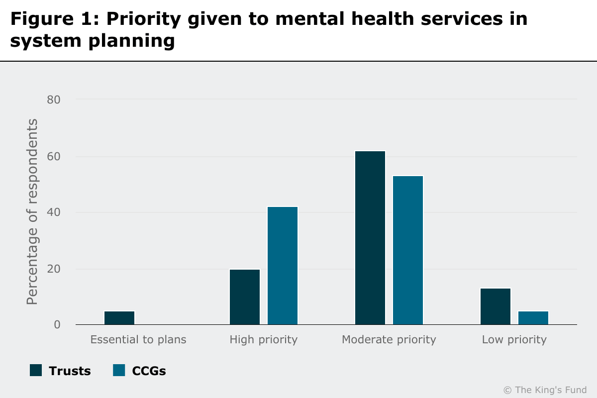 Chart showing priority given to mental health services in system planning