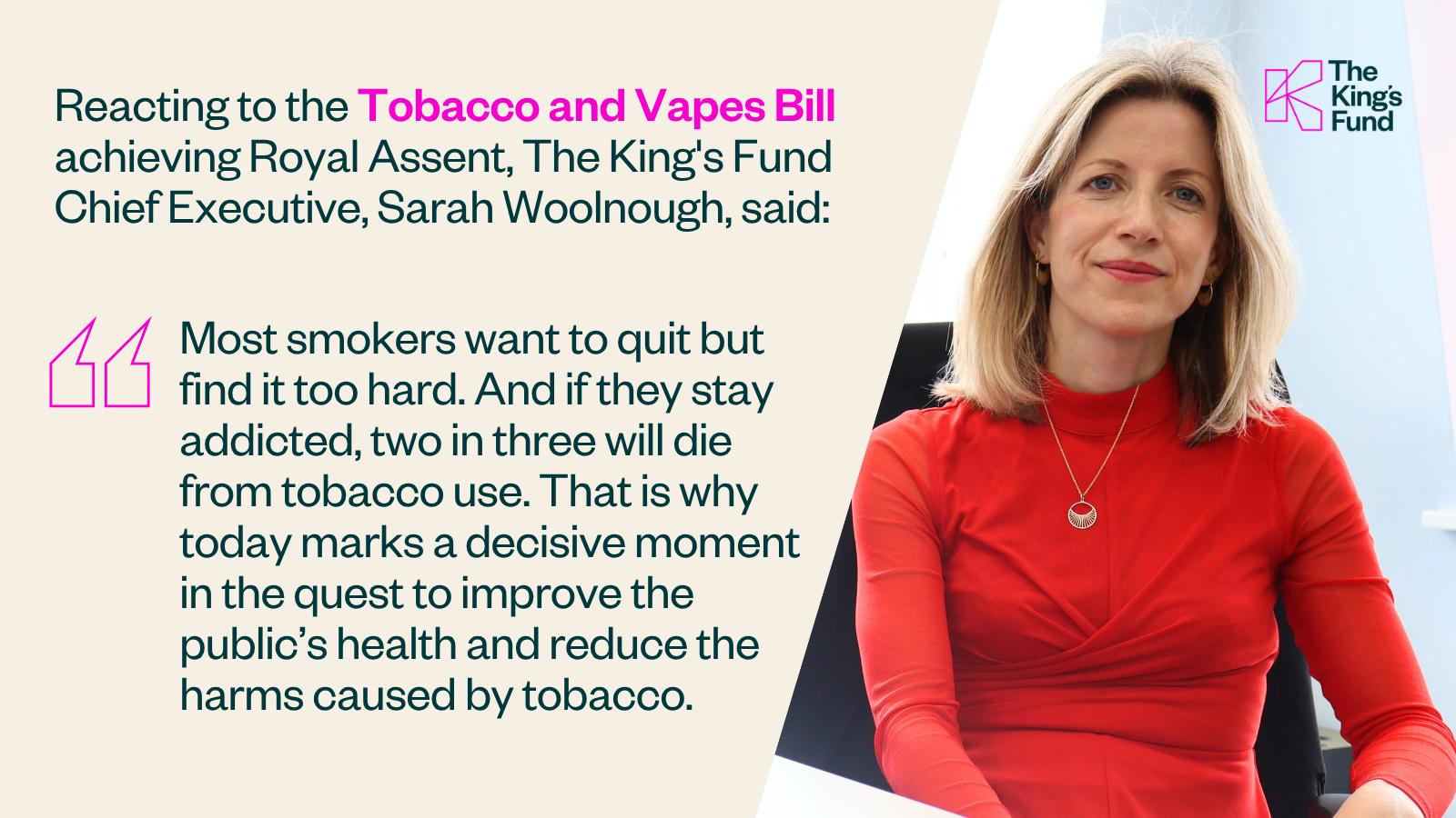Our Response To The Tobacco and Vapes Act Achieving Royal Assent | The King's Fund Our Response To The Tobacco and Vapes Act Achieving Royal Assent | The King's Fund