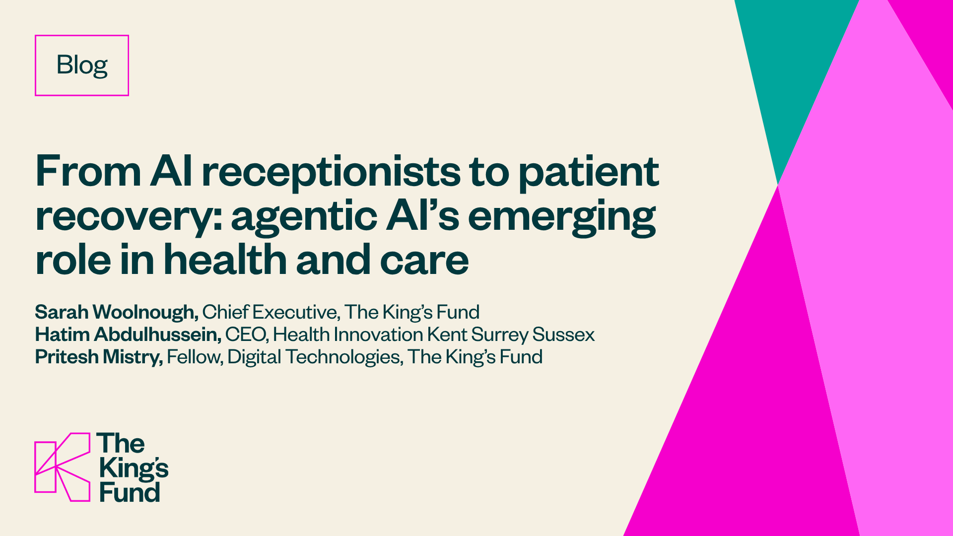AI Receptionists To Patient Recovery: Agentic AI In Health And Care ...