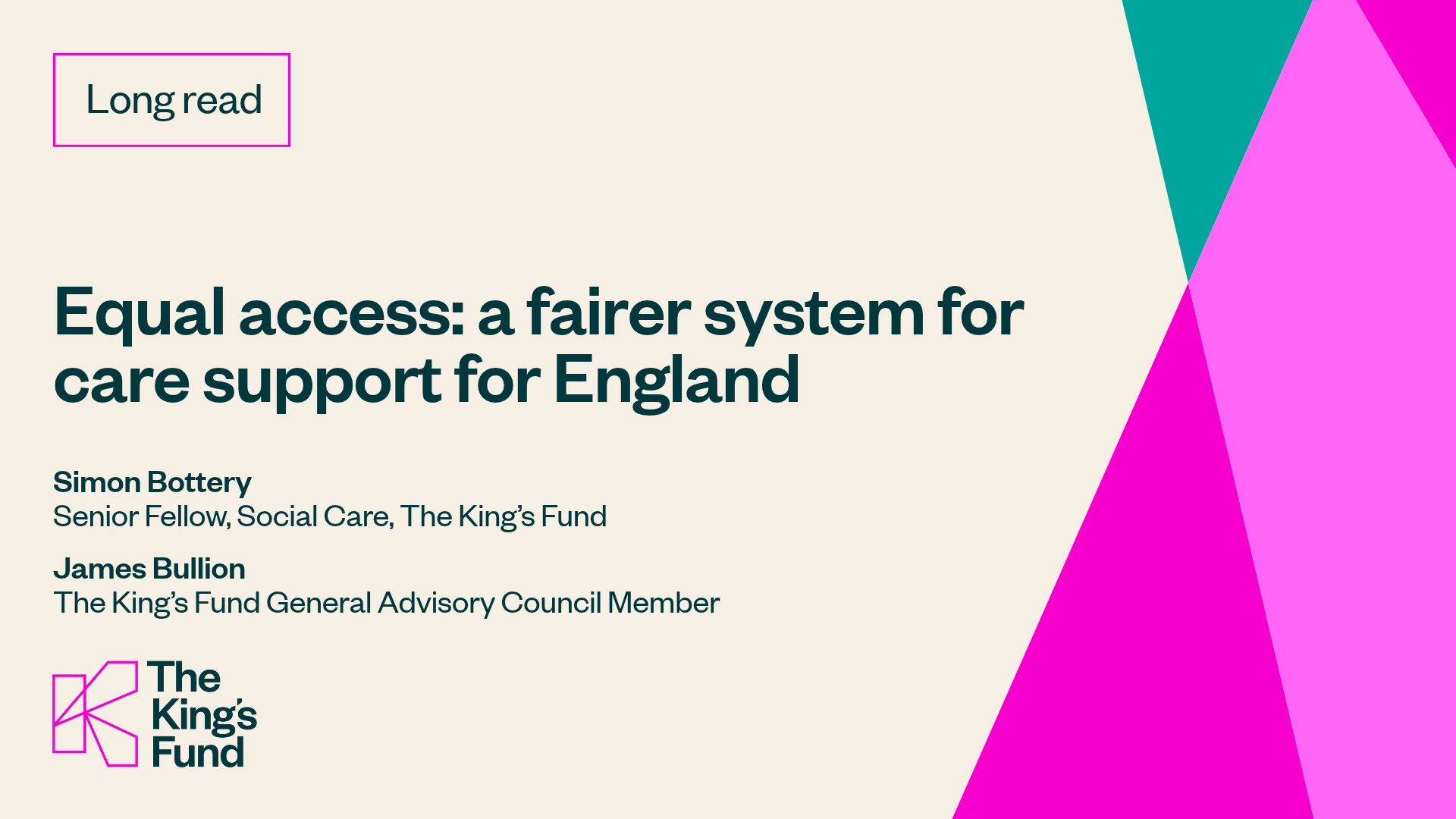 Equal Access: A Fairer System Of Social Care Support For England | The ...