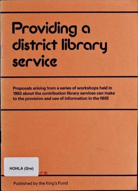Providing a district library service, front cover
