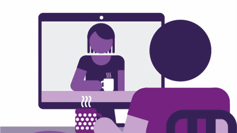 Two people talking on a virtual call