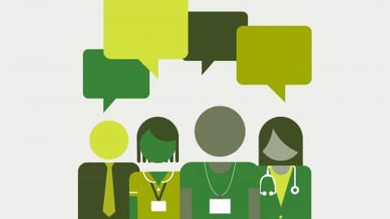 Health and care workers talking