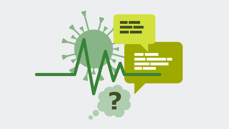 A graphic of a range of images relating to conversation and public health