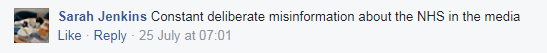 Sara Jenkins Facebook comment