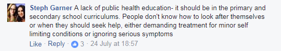 Steph Garner Facebook comment
