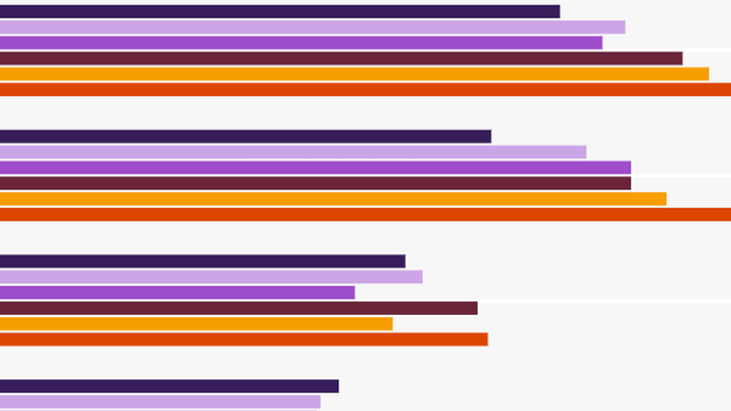 A close up image of a multicoloured bar chart
