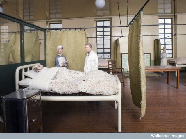 Inside miniature hospital ward