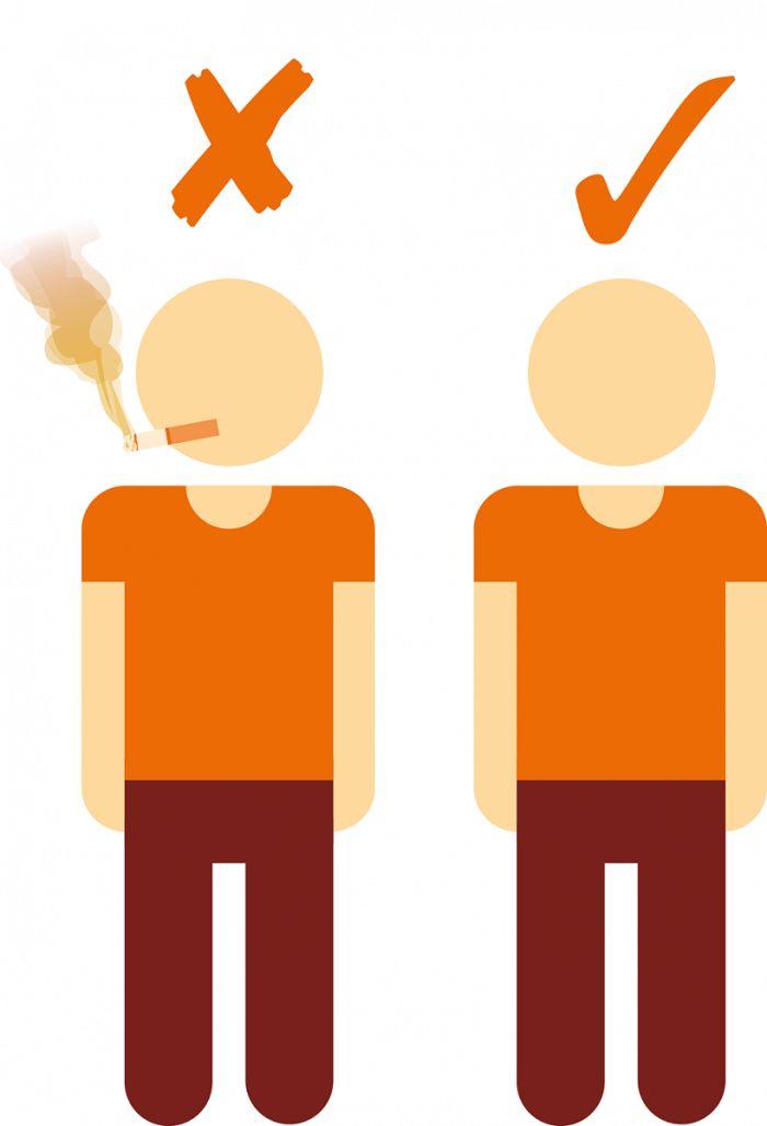 Graphic showing one person smoking and one person not