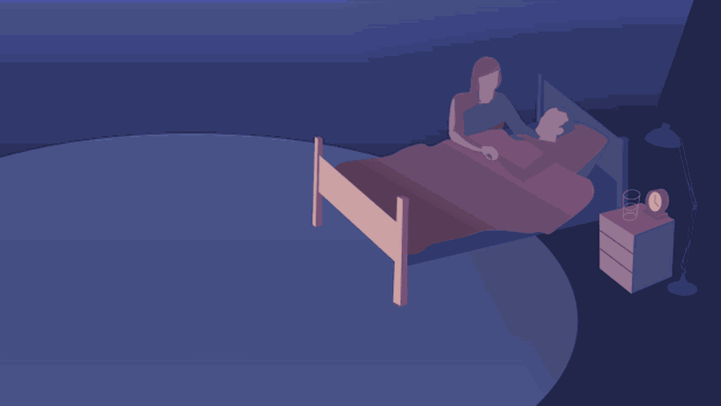 Graphic of a person laying in bed, with another person next to them