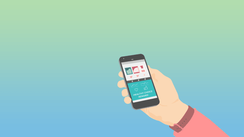 A graphic of someone holding a phone