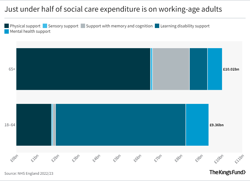 Just under half of social care expenditure is on working-age adults