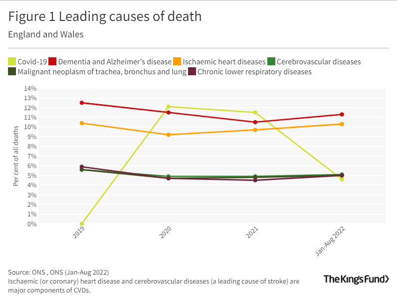 A chart showing the leading causes of death in England and Wales