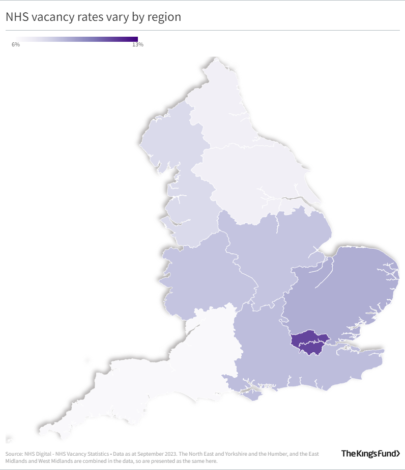 NHS vacancy rates vary by region