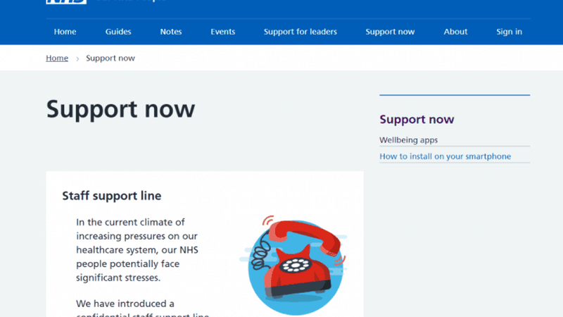 NHS supporting our people screenshot